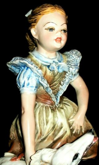 Antique Italy Art Deco Mollica Girl Doll With Borzoi Dog Porcelain Figurine