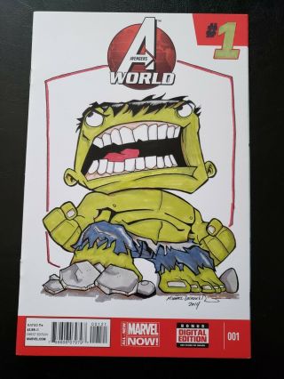 Avergers World 1 - Hulk Sketch Cover By Michael Locoduck