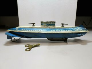 Vintage Antique 1940’s Tin Wolverine Supply & Manufacturing Co.  U Boat Submarine