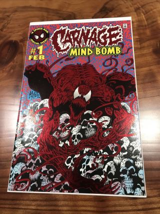 Spider - Man Carnage Mind Bomb 1 Comic Book Red Foil Feb 1996 Vf/nm 9.  0 J/d