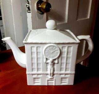 TIFFANY & CO.  Art Deco 550 BROADWAY Building ATLAS clock White Porcelain Teapot 2