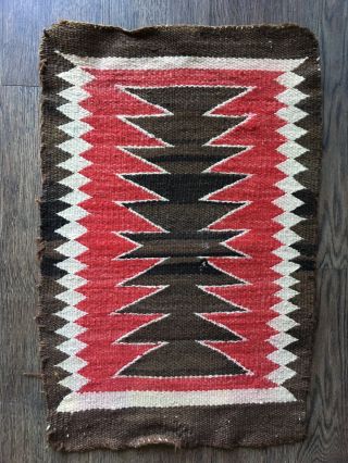 Vtg Hand Woven Wool 25” X 16.  5” Arizona Native American Weaving Wall Hanging Rug
