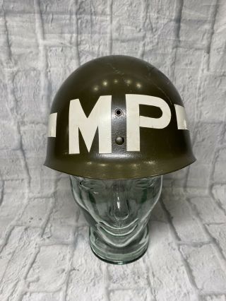 Vintage Us Army Helmet Liner Military Police Mp 303rd Mp Battalion Korean War