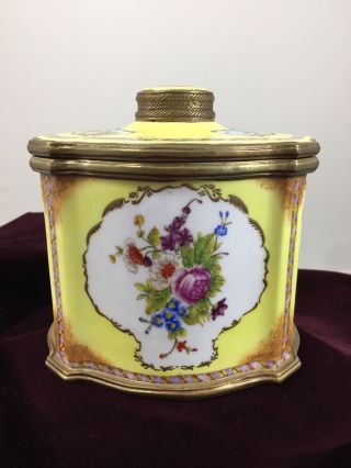 Vintage Castilian Hand Painted Yellow Porcelain Floral Covered Hinge Dresser Box