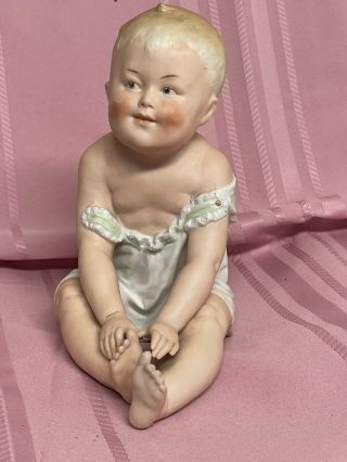 Antique German Victorian Heubach Piano Baby Boy Doll Bisque Figurine