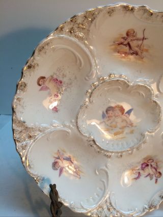 Antique Weimar Germany Oyster Plate Gold & Putti 2