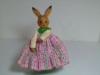Vintage German Made Carved Wood Bunny Rabbit Puppet