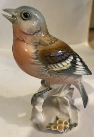 Karl Ens German Porcelain Finch Bird Figurine Pre Wwii Rare