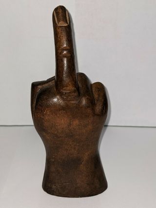 Vintage 6 " Carved Wood Hand Giving Middle Finger Flipping The Bird Figurine