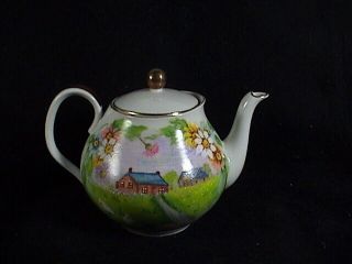 Vintage Edelstein Tea Pot Hand Painted Country Scene Signed Lorraine,  Baveria