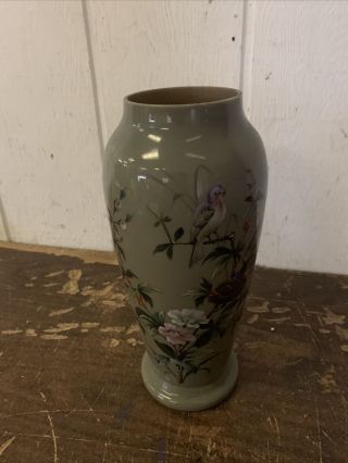 Antique Hand Painted Bristol Glass Circa 1880 Made In England Vase