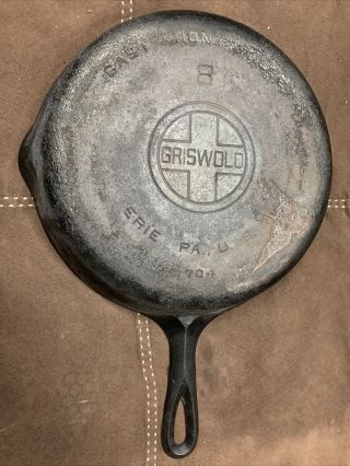 Vintage Griswold 8 704 Cast Iron Fry Pan/skillet Large Block Logo
