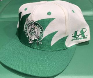 EUC Vintage 90s Boston Celtics Logo Athletic Sharktooth Snapback Hat Cap NBA 4