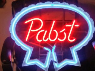 Vintage Pabst Blue Ribbon Beer Neon Sign Vintage Old Sign 7530w/120v 21 " X20 "