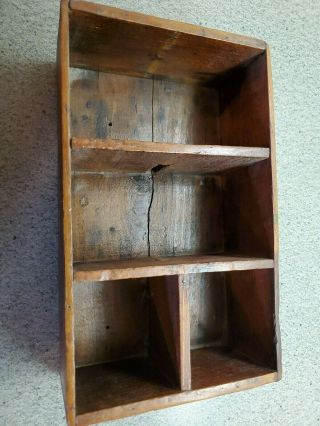 Vintage Small Wood Dovetail Chocolate Crate With Dividers,  Shadow Box