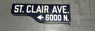 Vintage Los Angeles Porcelain Street Sign St.  Clair Ave 6000 N L.  A.