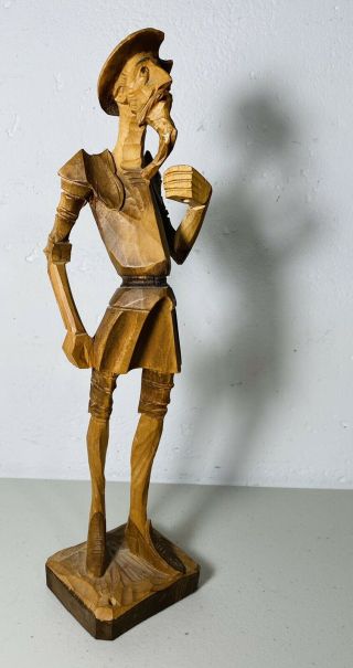 Artesania De Galicia Carved Wood Don Quixote Figure Made In Spain Mid Century Mo