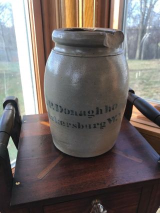 19c A.  P.  Donaghho Parkersburgh Wv.  8 " Wax Sealer Stoneware,  Crock / Jar,  Sh
