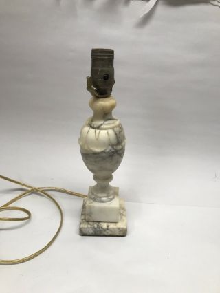 Antique Italian Hand Carved Alabaster Marble Lamp 1930 