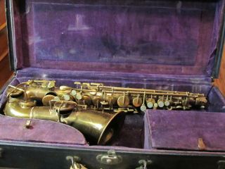 Vintage Circa 1928 Buescher Low Pitch Alto - Saxophone True Tone For Restoration