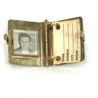 Miniature Phone Address Book Antique 1940’s Metal Photo Keychain Handmade