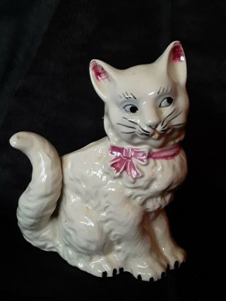 Vintage Porcelain Hand Painted Cat 6 " Planter Made In Japan