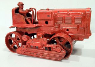Vintage 1934 - 39 Arcade Cast Iron International TD - 40 Crawler Toy LOOK & READ 4
