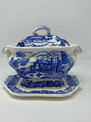Vintage Soup Tureen " Made In Japan " Blue And White