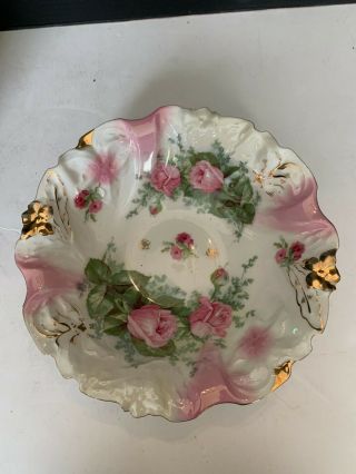 Antique Ps Germany Porcelain Bowl Pink Rose Design