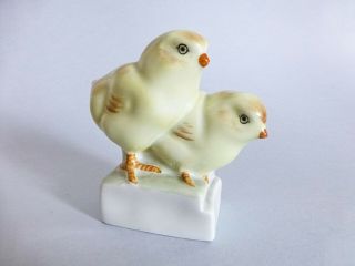 Vintage,  Hungarian Aquincum Porcelain Bird Figurine,  Little Chickens