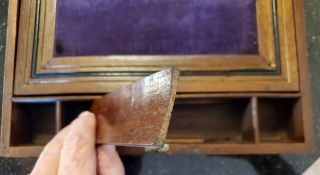 Antique Wooden Letter Writing Box Travel Slope Top Lap Desk 2
