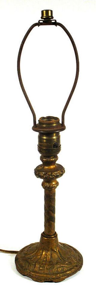 1910s 1920s Vintage Arts & Crafts Mission Table Lamp Cast Iron Gold Paint