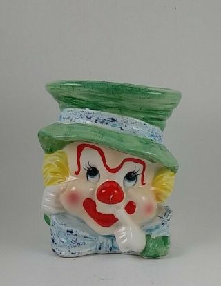 Vintage Napcoware Napco Ceramic Clown Face Head Vase Planter