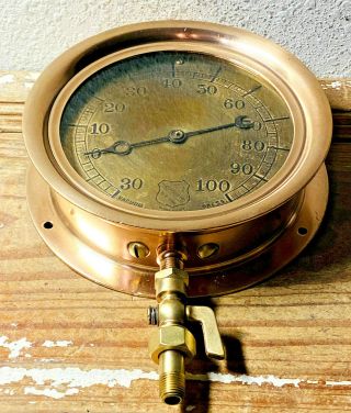 Early 1900s Large 7 - 1/2 " Ashcroft Vintage Brass Pressure Gauge Antique Steampunk