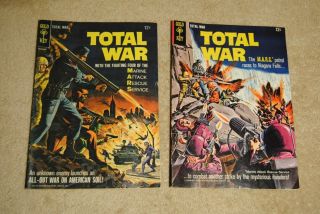2 Vintage 1965 Total War Comic Books No.  1 & No.  2 Mars Gold Key