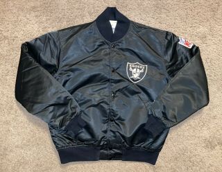 Vintage Starter Oakland Raiders Satin Bomber Jacket Men’s Size Large