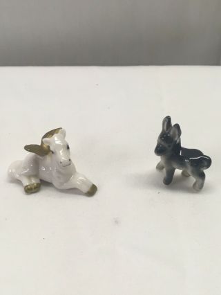 Set Of 2 Porcelain Miniatures Mini Pegasus Winged Horse And Donkey Figurines