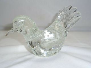 Vtg Fan Tail Bird Art Glass Controlled Bubble Figurine Paperweight Viking Era