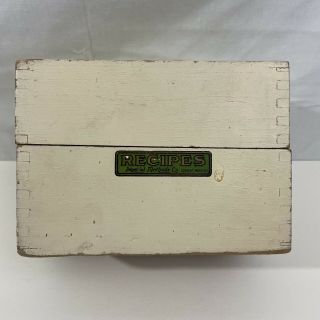 Antique Vintage Imperial Co Wood Dovetailed Index 4x6 Recipe Card Box White