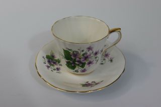Royal Windsor Pedestal Tea Cup And Saucer Light Purple Violets England