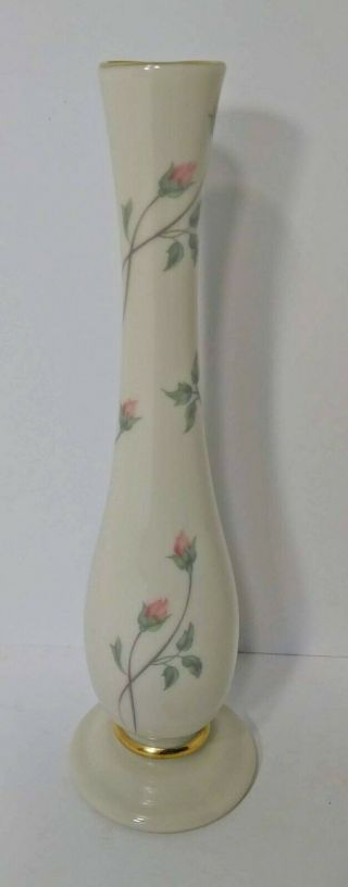 Rose Manor Bud Vase By Lenox 7 1/2 " Tall Gold Highlights