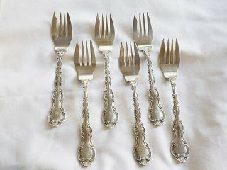Set Of 6 Vintage Gorham Sterling Silver Strasborg Salad Forks Cartier