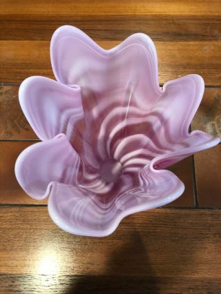Vintage Murano Art Glass Cranberry Pink Large Vase,  13 3/4 
