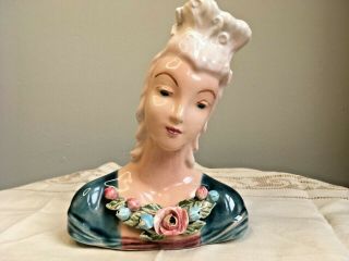 Goldscheider Or Cordey Style Woman Head Bust Ceramic Lady Figurine 1950 