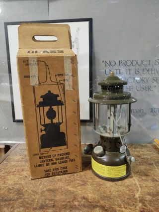 1967 Coleman Military Lantern With Mantles Wrench Box Quad Glass Box
