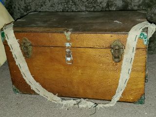 Antique Vintage Fishing Lure Wood Tackle Box W/canvas Strap & Tray Tackle Lures