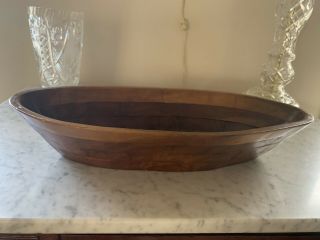 Large Antique Wooden Hand Carved Dough Bowl 17 1/2” X 8”