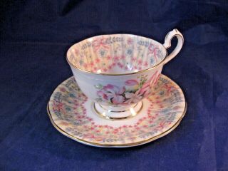 Vintage Queen Anne Tea Cup And Saucer - Royal Bridal Gown - Unusual Design