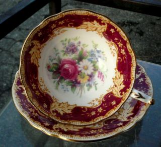 Sweet Paragon Interior Floral Brocade Queen Mary Tea Cup,  Saucer Set