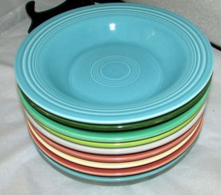 9 Vintage Fiesta Fiestaware Deep Plates / Rim Soup Bowls Colors Glazes